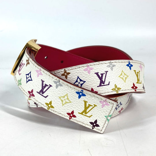 LOUIS VUITTON belt M9682W Monogram multicolor canvas white Monogram multicolor Sun Tulle LV cut Women 80 Used Authentic