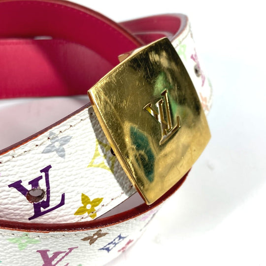 LOUIS VUITTON belt M9682W Monogram multicolor canvas white Monogram multicolor Sun Tulle LV cut Women 80 Used Authentic