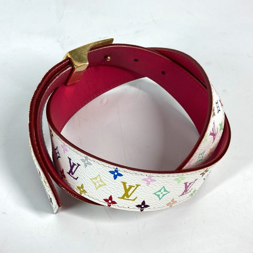 LOUIS VUITTON belt M9682W Monogram multicolor canvas white Monogram multicolor Sun Tulle LV cut Women 80 Used Authentic