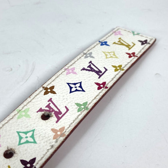 LOUIS VUITTON belt M9682W Monogram multicolor canvas white Monogram multicolor Sun Tulle LV cut Women 80 Used Authentic