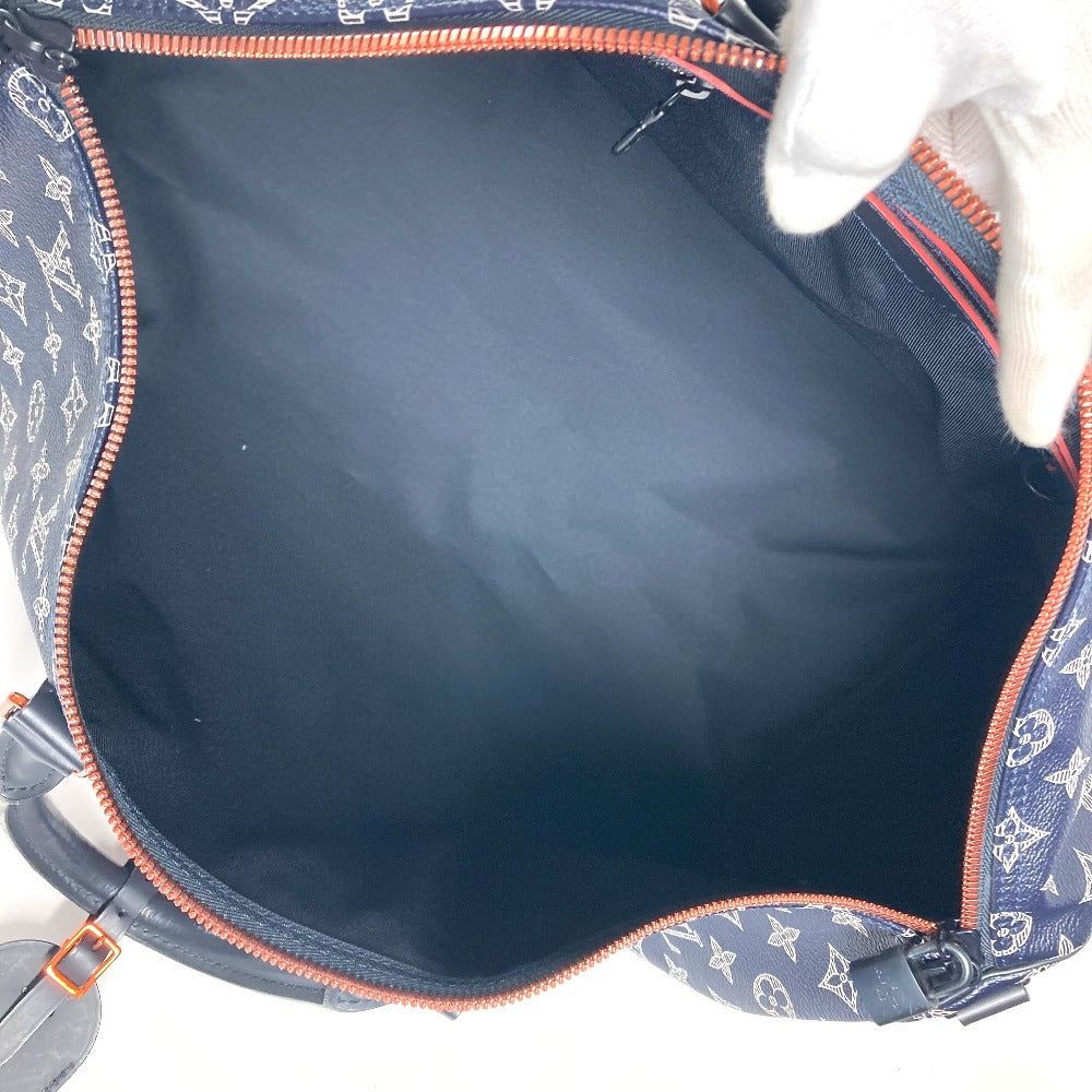 LOUIS VUITTON Boston Duffel bag M43684 Monogram canvas Navy Monogram ink upside down Keepall bandouliere50