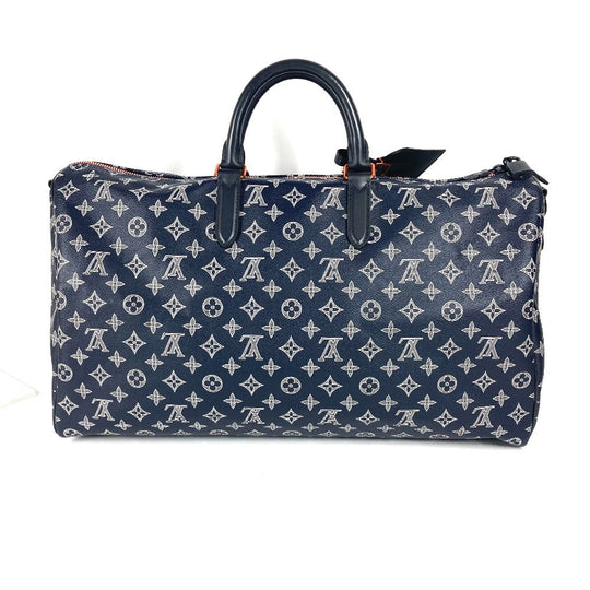 LOUIS VUITTON Boston Duffel bag M43684 Monogram canvas Navy Monogram ink upside down Keepall bandouliere50