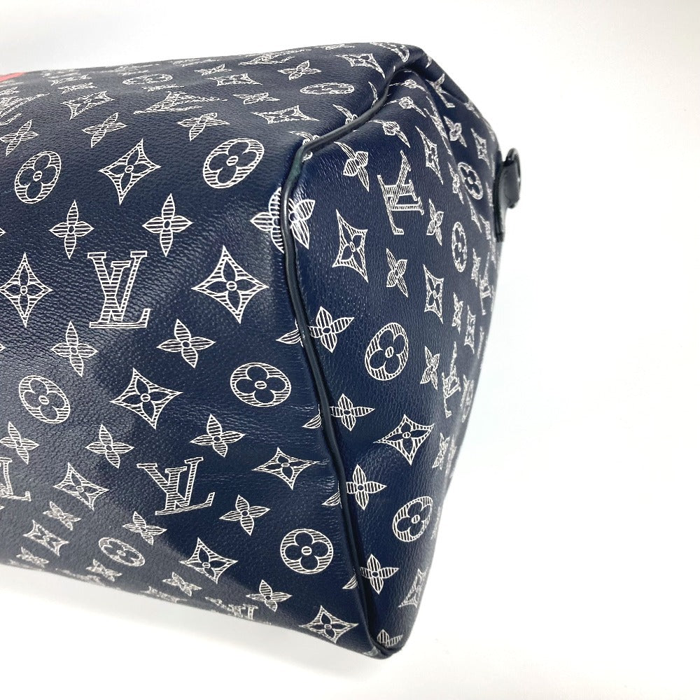 LOUIS VUITTON Boston Duffel bag M43684 Monogram canvas Navy Monogram ink upside down Keepall bandouliere50