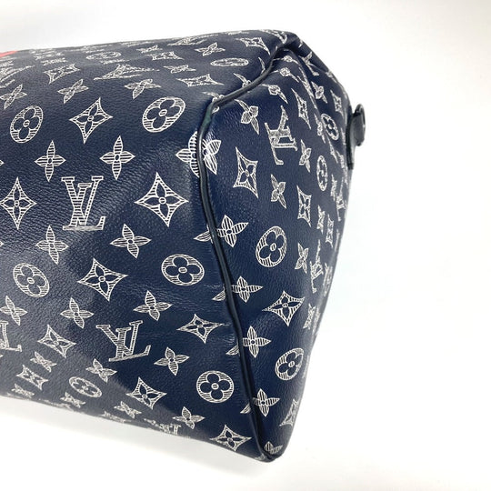 LOUIS VUITTON Boston Duffel bag M43684 Monogram canvas Navy Monogram ink upside down Keepall bandouliere50