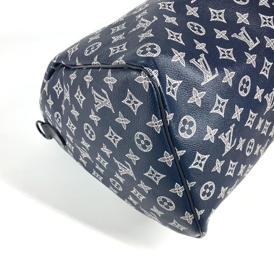 LOUIS VUITTON Boston Duffel bag M43684 Monogram canvas Navy Monogram ink upside down Keepall bandouliere50