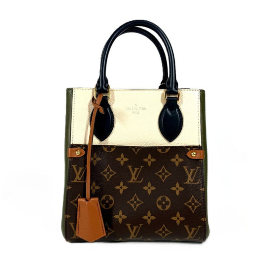 LOUIS VUITTON Handbag M45388 Monogram canvas, leather khaki Monogram Fold Tote PM Women Used Authentic