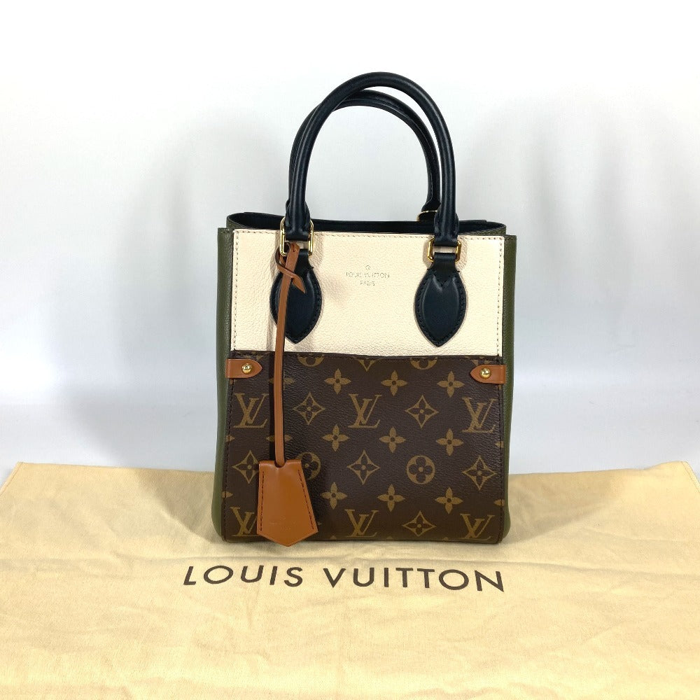 LOUIS VUITTON Handbag M45388 Monogram canvas, leather khaki Monogram Fold Tote PM Women Used Authentic