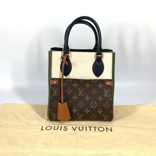 LOUIS VUITTON Handbag M45388 Monogram canvas, leather khaki Monogram Fold Tote PM Women Used Authentic