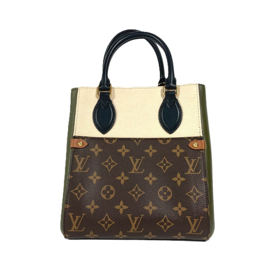 LOUIS VUITTON Handbag M45388 Monogram canvas, leather khaki Monogram Fold Tote PM Women Used Authentic