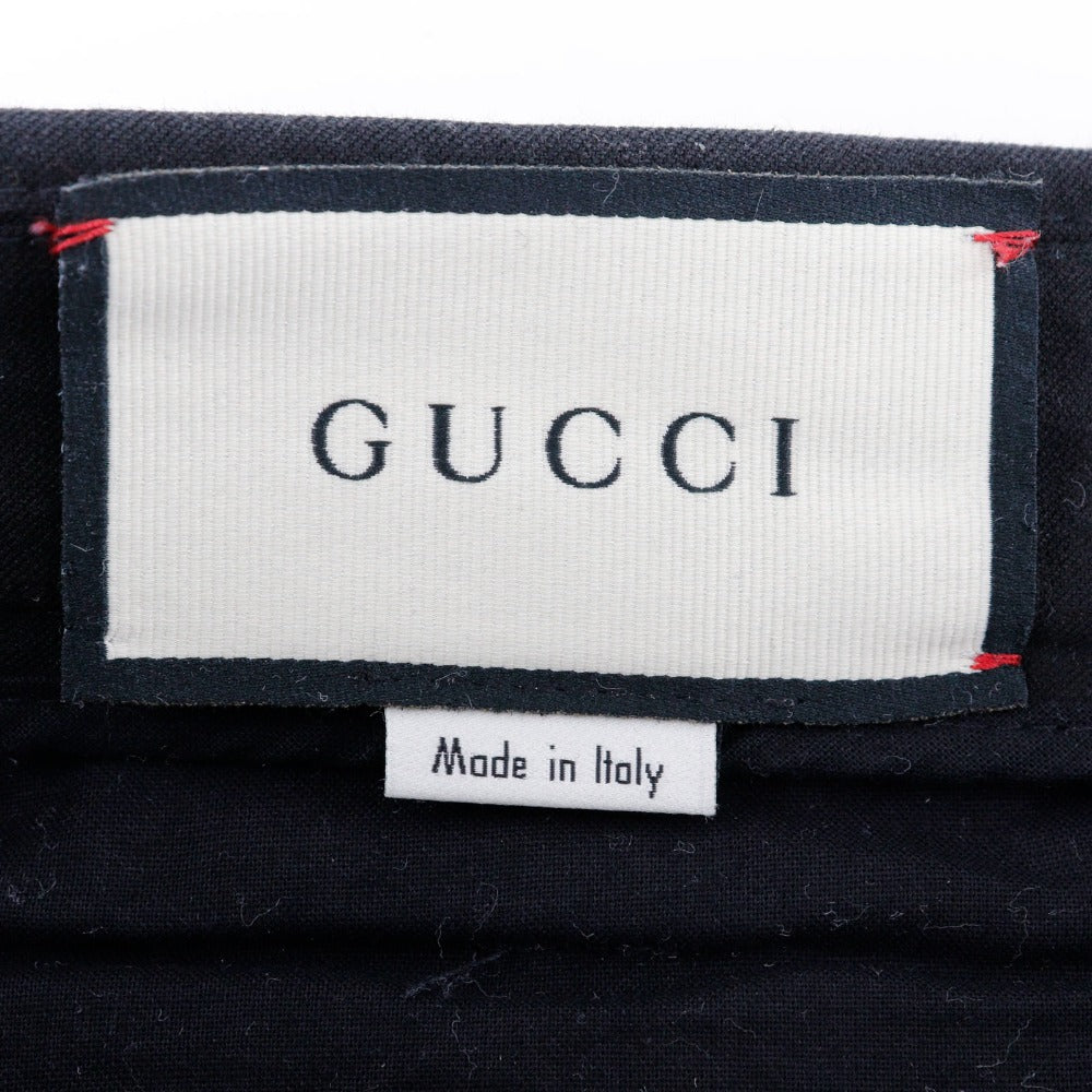GUCCI Pants 495695 Cotton, Polyurethane black 18Stainless Steel Sideline gabardine stretch pants mens 46 Used Authentic