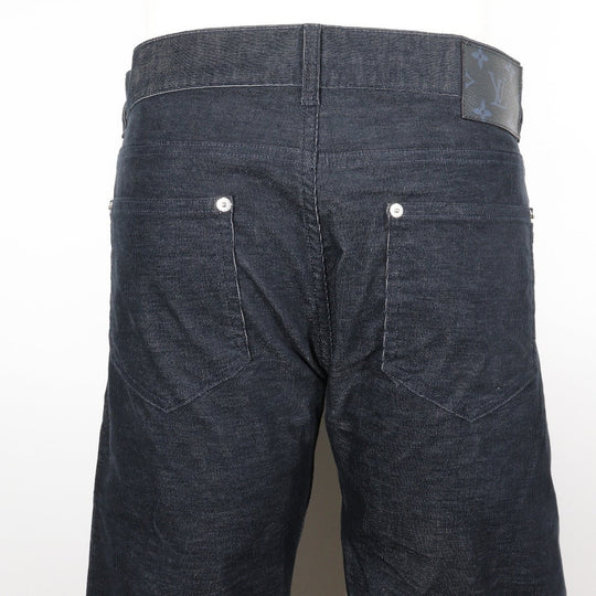 LOUIS VUITTON Pants Cotton, Polyester dark blue Corduroy Circle LV mens 32 Used Authentic