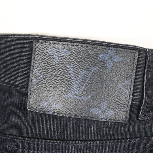 LOUIS VUITTON Pants Cotton, Polyester dark blue Corduroy Circle LV mens 32 Used Authentic