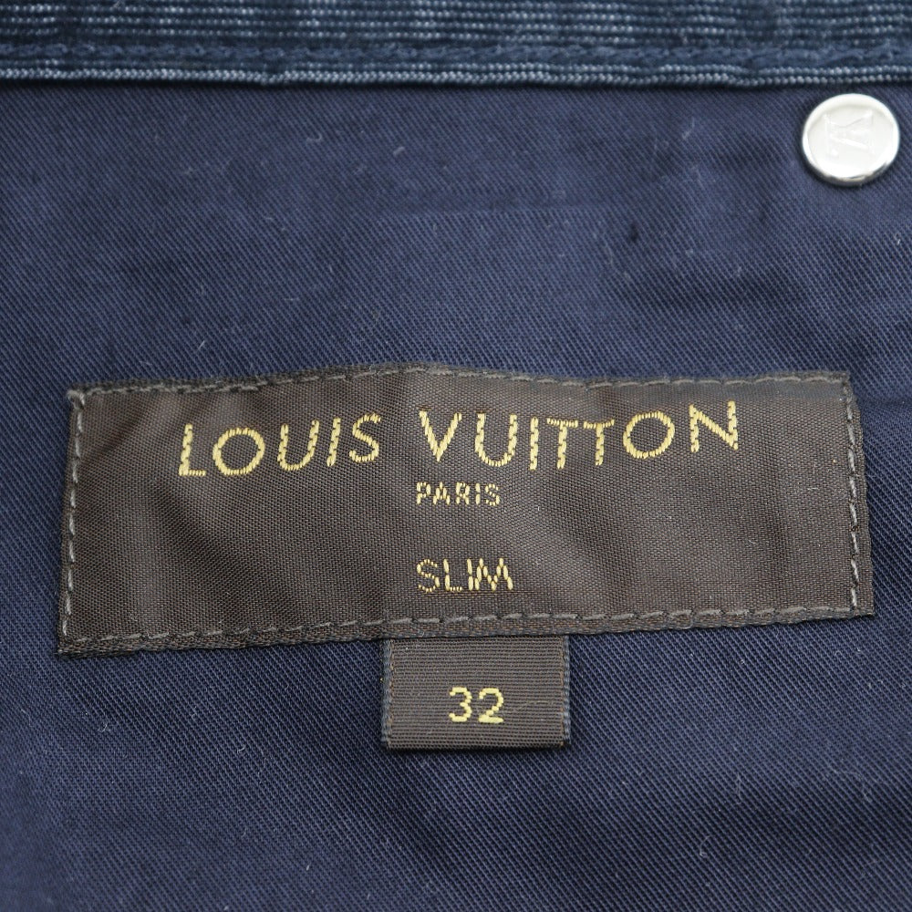 LOUIS VUITTON Pants Cotton, Polyester dark blue Corduroy Circle LV mens 32 Used Authentic