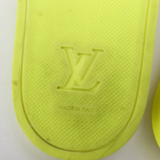 LOUIS VUITTON Sandals rubber yellow 22Stainless Steel Shower sandals Waterfront line mens 8 Used Authentic