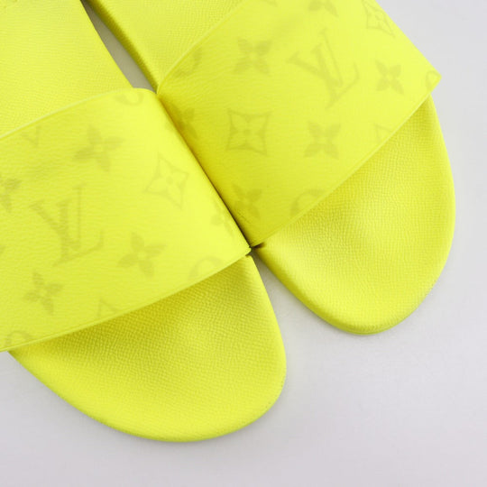 LOUIS VUITTON Sandals rubber yellow 22Stainless Steel Shower sandals Waterfront line mens 8 Used Authentic