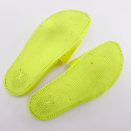 LOUIS VUITTON Sandals rubber yellow 22Stainless Steel Shower sandals Waterfront line mens 8 Used Authentic