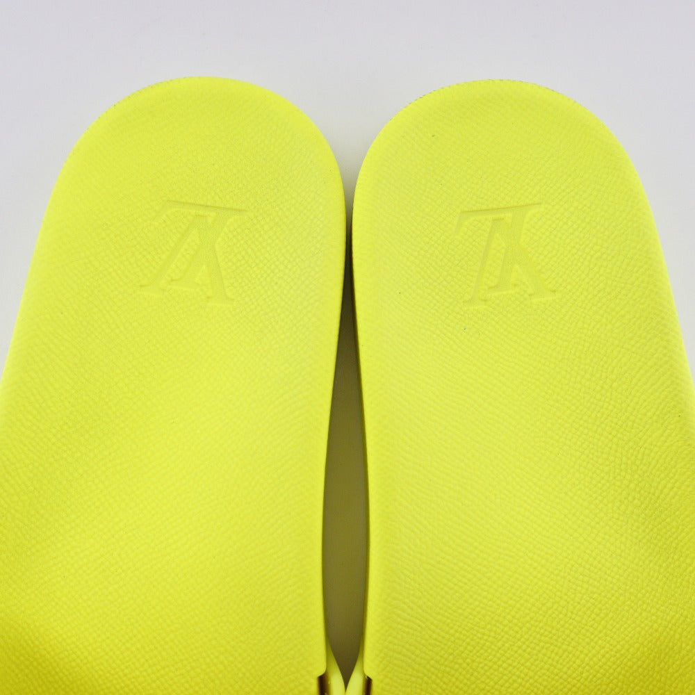 LOUIS VUITTON Sandals rubber yellow 22Stainless Steel Shower sandals Waterfront line mens 8 Used Authentic
