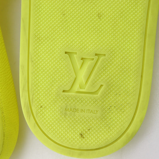 LOUIS VUITTON Sandals rubber yellow 22Stainless Steel Shower sandals Waterfront line mens 8 Used Authentic