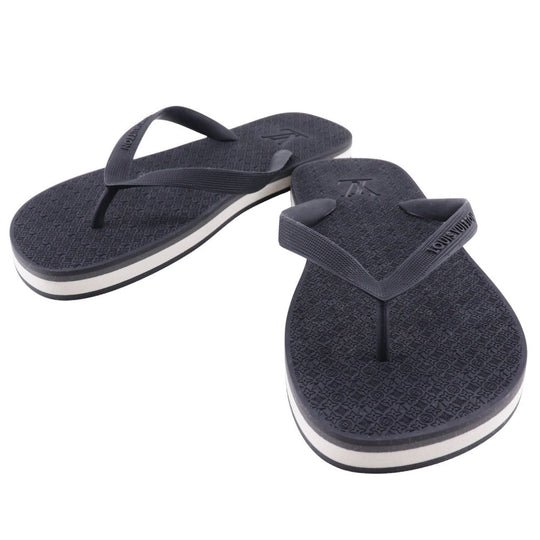 LOUIS VUITTON Sandals rubber black Monogram Thong sandals Beach sandals mens 8 Used Authentic