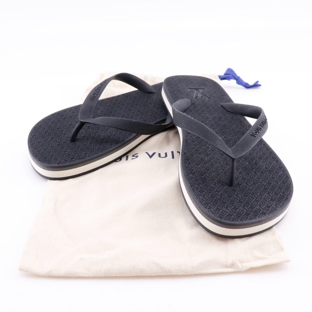 LOUIS VUITTON Sandals rubber black Monogram Thong sandals Beach sandals mens 8 Used Authentic