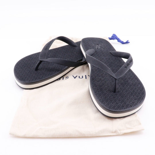 LOUIS VUITTON Sandals rubber black Monogram Thong sandals Beach sandals mens 8 Used Authentic
