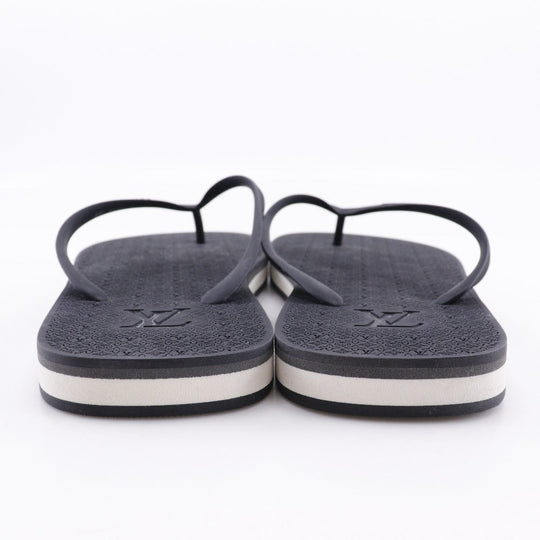 LOUIS VUITTON Sandals rubber black Monogram Thong sandals Beach sandals mens 8 Used Authentic