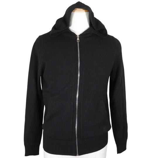 LOUIS VUITTON Hoodie cashmere black Circle LV Zip-up knit hoodie mens XS Used Authentic