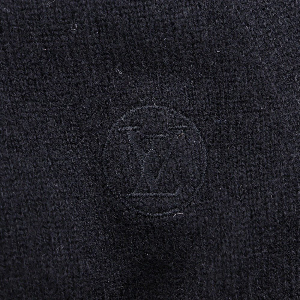LOUIS VUITTON Hoodie cashmere black Circle LV Zip-up knit hoodie mens XS Used Authentic