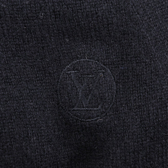 LOUIS VUITTON Hoodie cashmere black Circle LV Zip-up knit hoodie mens XS Used Authentic