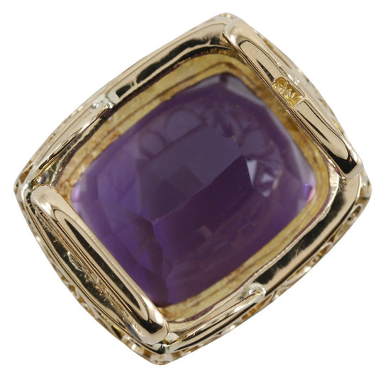 JEWELRY Pendant top K18 Yellow Gold, Amethyst purple 2WAYPendant Top Women Used Authentic