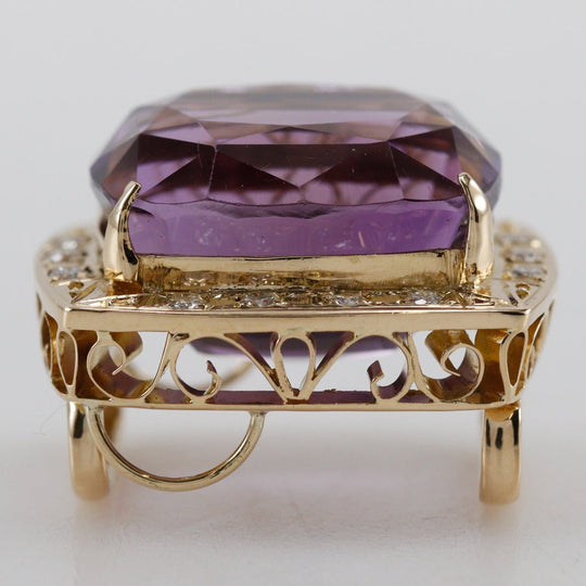 JEWELRY Pendant top K18 Yellow Gold, Amethyst purple 2WAYPendant Top Women Used Authentic