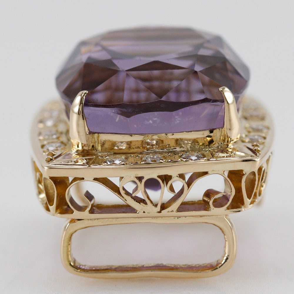 JEWELRY Pendant top K18 Yellow Gold, Amethyst purple 2WAYPendant Top Women Used Authentic