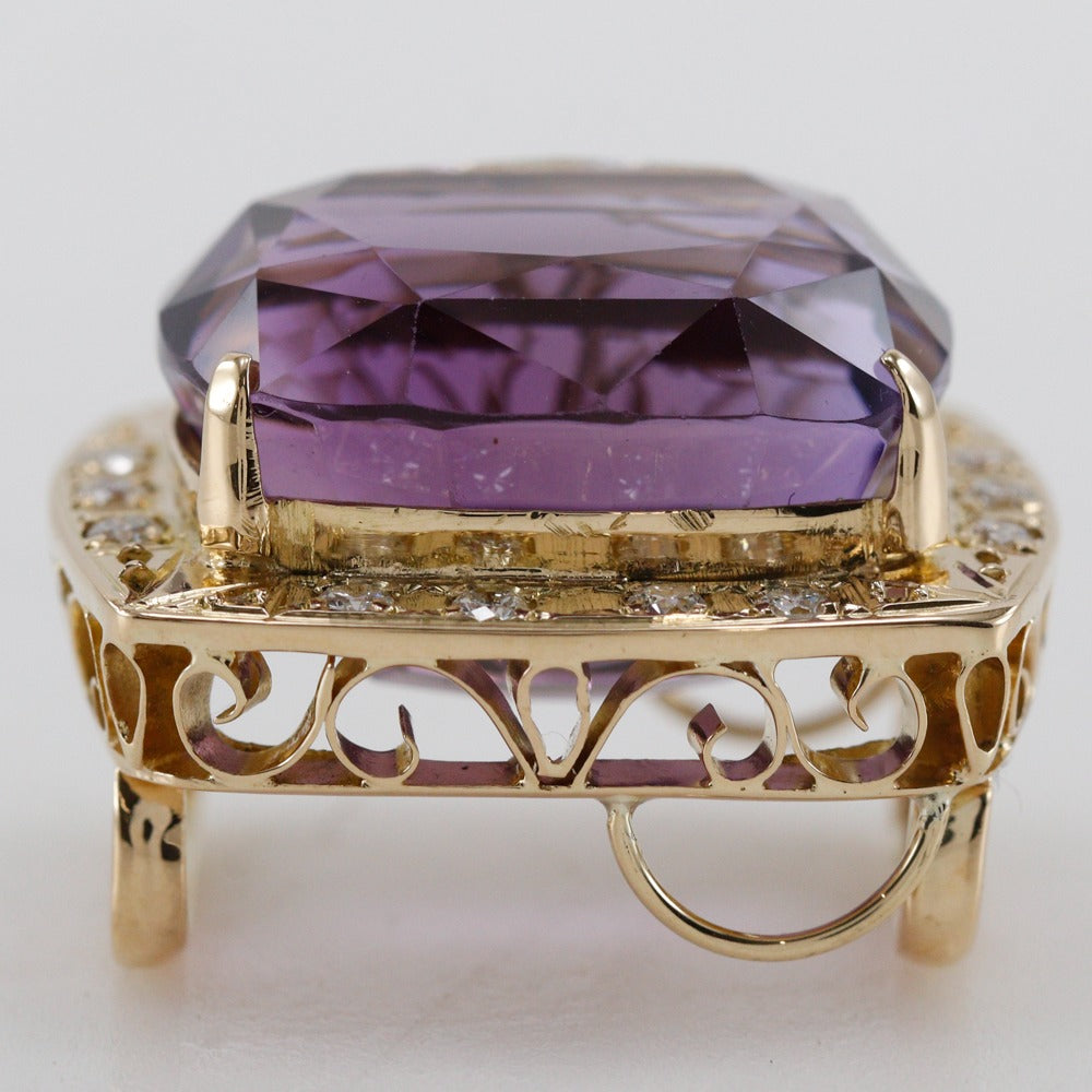 JEWELRY Pendant top K18 Yellow Gold, Amethyst purple 2WAYPendant Top Women Used Authentic