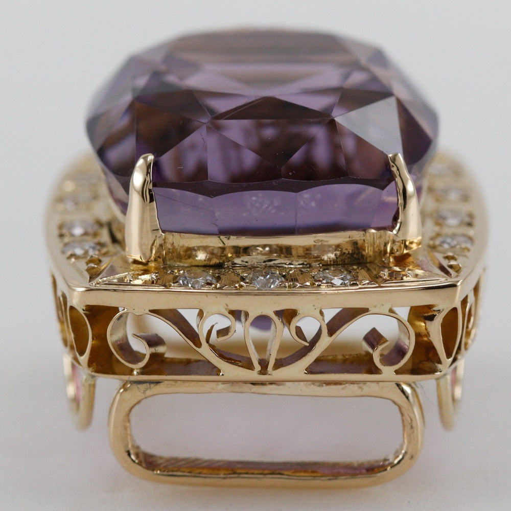 JEWELRY Pendant top K18 Yellow Gold, Amethyst purple 2WAYPendant Top Women Used Authentic