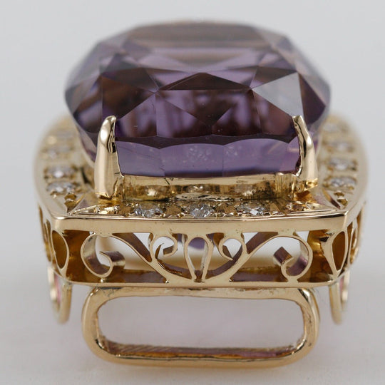 JEWELRY Pendant top K18 Yellow Gold, Amethyst purple 2WAYPendant Top Women Used Authentic