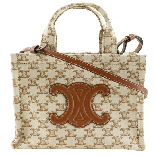 CELINE Handbag 19916 2EZ6 01BC canvas beige 2WAYShoulder Triomphe Small Hippo Thais Women Used Authentic