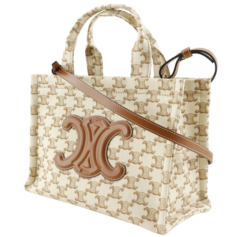 CELINE Handbag 19916 2EZ6 01BC canvas beige 2WAYShoulder Triomphe Small Hippo Thais Women Used Authentic