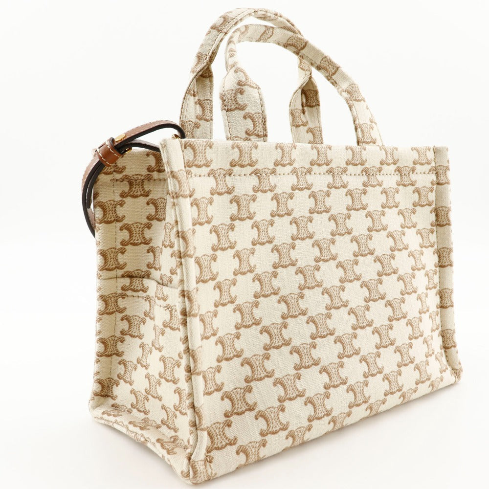 CELINE Handbag 19916 2EZ6 01BC canvas beige 2WAYShoulder Triomphe Small Hippo Thais Women Used Authentic