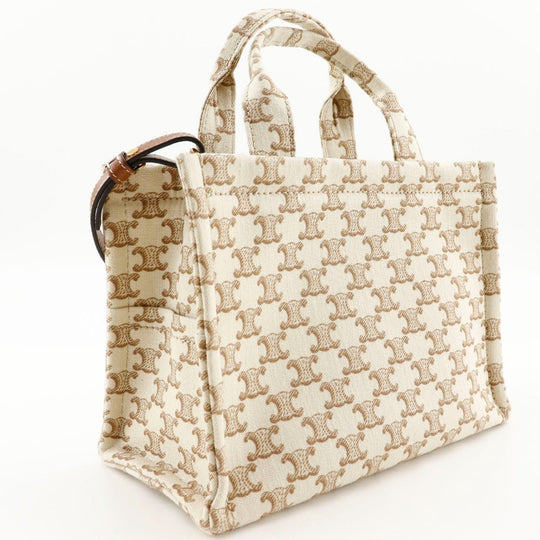 CELINE Handbag 19916 2EZ6 01BC canvas beige 2WAYShoulder Triomphe Small Hippo Thais Women Used Authentic