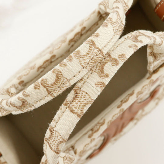 CELINE Handbag 19916 2EZ6 01BC canvas beige 2WAYShoulder Triomphe Small Hippo Thais Women Used Authentic