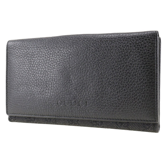 GUCCI Long Wallet Purse 143391 leather black unisex(Unisex) Used Authentic