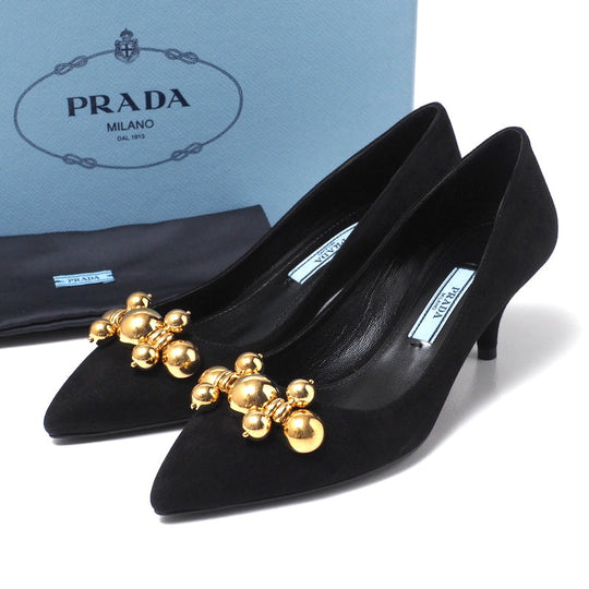 PRADA pumps 1I170I leather black Women 34 Used Authentic