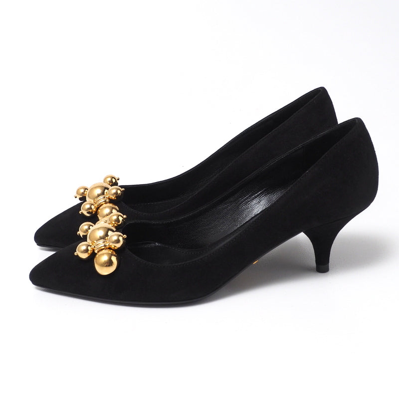 PRADA pumps 1I170I leather black Women 34 Used Authentic