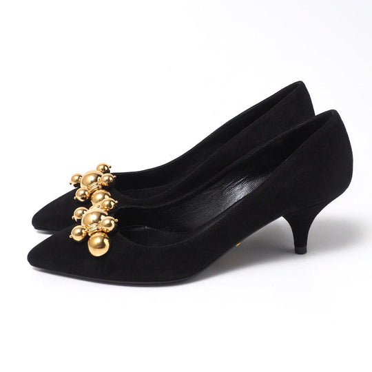PRADA pumps 1I170I leather black Women 34 Used Authentic