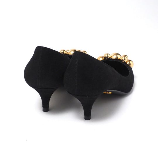 PRADA pumps 1I170I leather black Women 34 Used Authentic