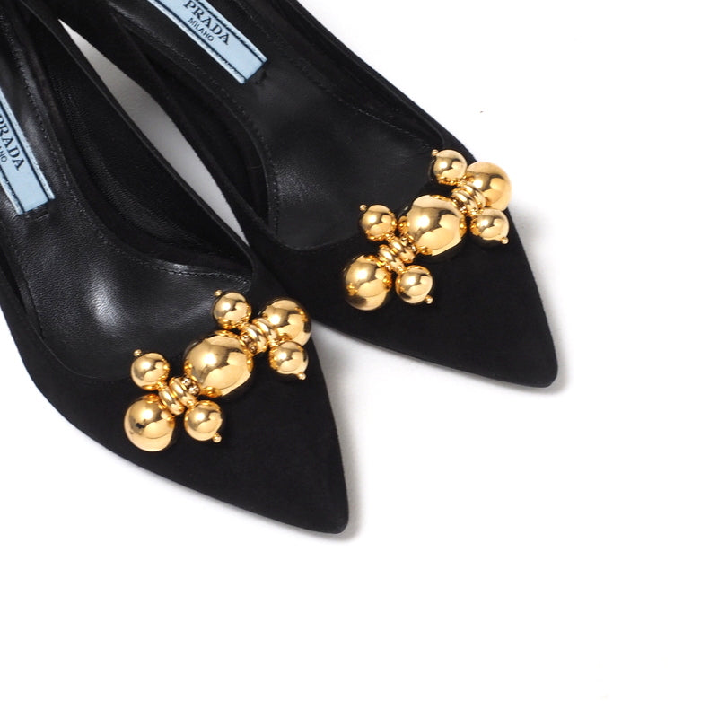 PRADA pumps 1I170I leather black Women 34 Used Authentic