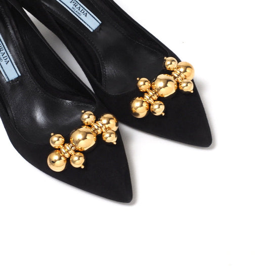 PRADA pumps 1I170I leather black Women 34 Used Authentic