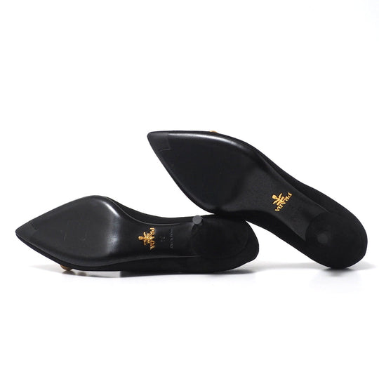 PRADA pumps 1I170I leather black Women 34 Used Authentic