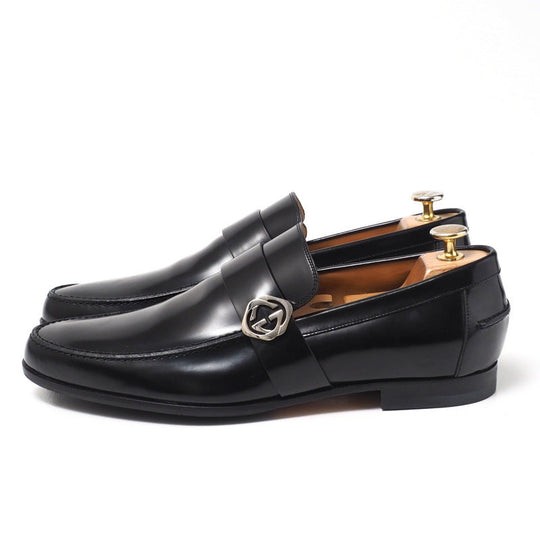 GUCCI loafers 233506 leather black mens 7 Used Authentic