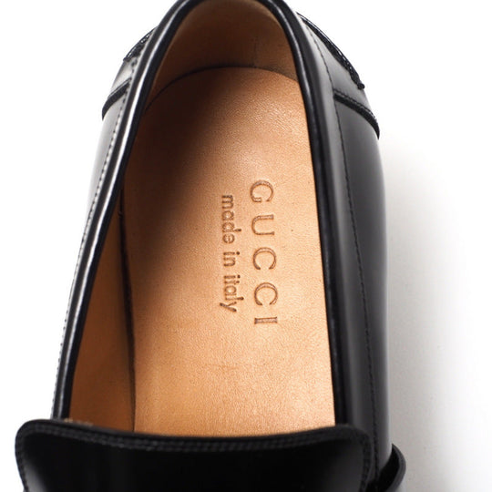 GUCCI loafers 233506 leather black mens 7 Used Authentic